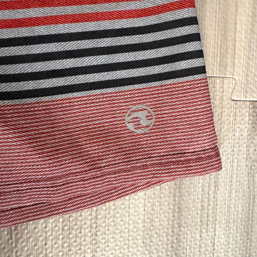 Ocean Current Board Shorts Mens 34 Red Black Striped Stretch Cargo Pocket Surf